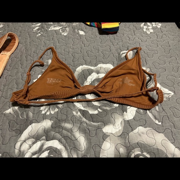Minimale Animale knotted ribbed bikini top. Size small. Red and brown - Picture 4 of 6